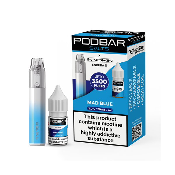 20mg Podbar Salts by Kingston x Innokin Endura S1 Disposable Vape Kit 3500 Puffs