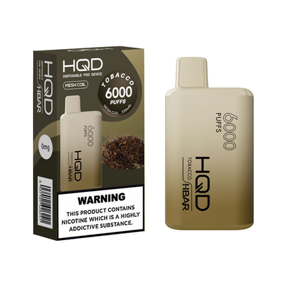 0mg HQD HBAR Disposable Vape Device 6000 Puffs